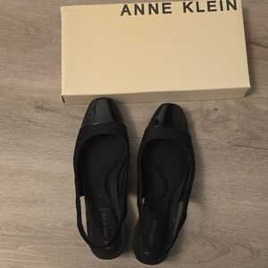 Anne Klein Black Patent Toe Flats